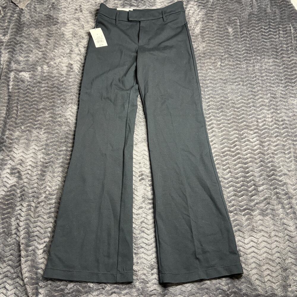 A New Day Black Flat Front Flared Dress Pants High Rise Stretch Zip size 6 NWT